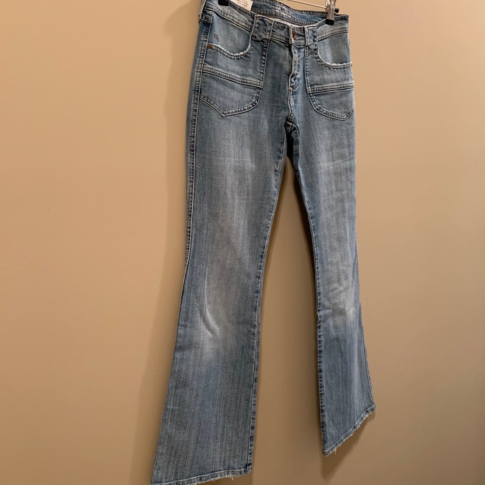 Vintage Flare Mavi Jeans with Patch Pockets - Low Rise